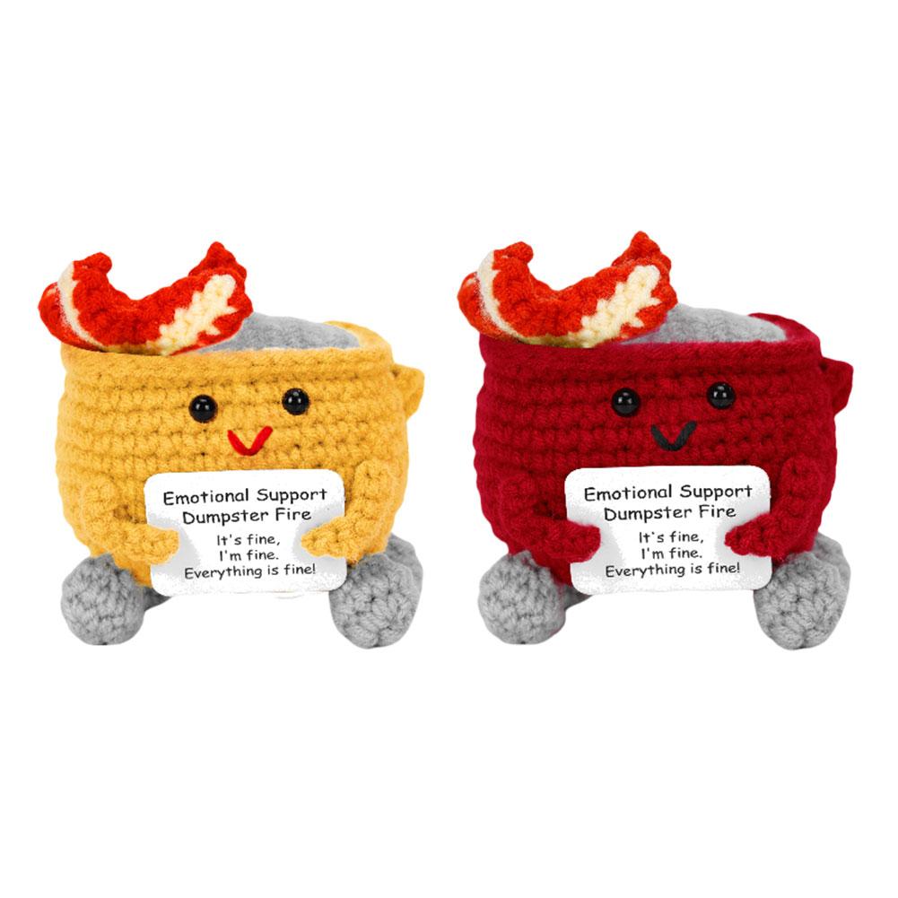 Crochet Dumpster Fire Cute Emotional Support Dumpster Fire Positive Crochet Dumpster Fire Funny Gifts for Coworkers Friends