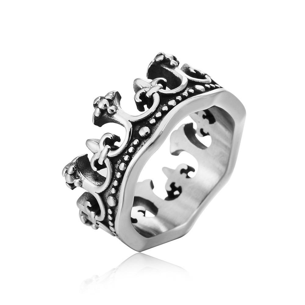 

New Classic Vintage Crown King Ring Men s Fashion Punk Minimalist Biker Ring Mens Womens Street Niche Creative Party Accessories 7 серебряный
