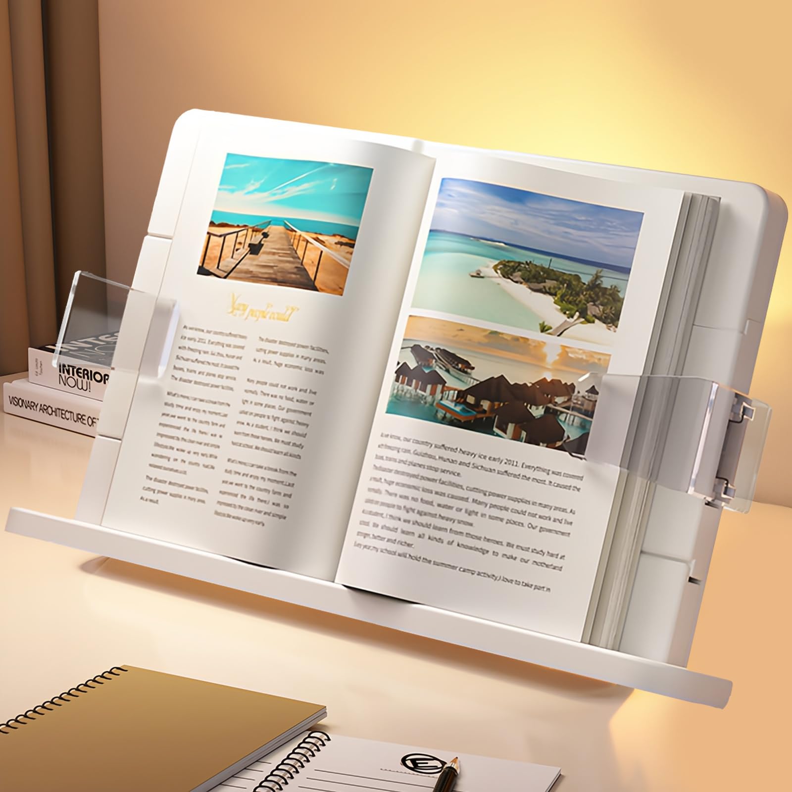 

Deili Book Reading Angle with Extendable Transparent Bookmark Made of Virgin PP for White Stand, Stand, 180° Adjustment, (A4/A6 Compatible), Material,