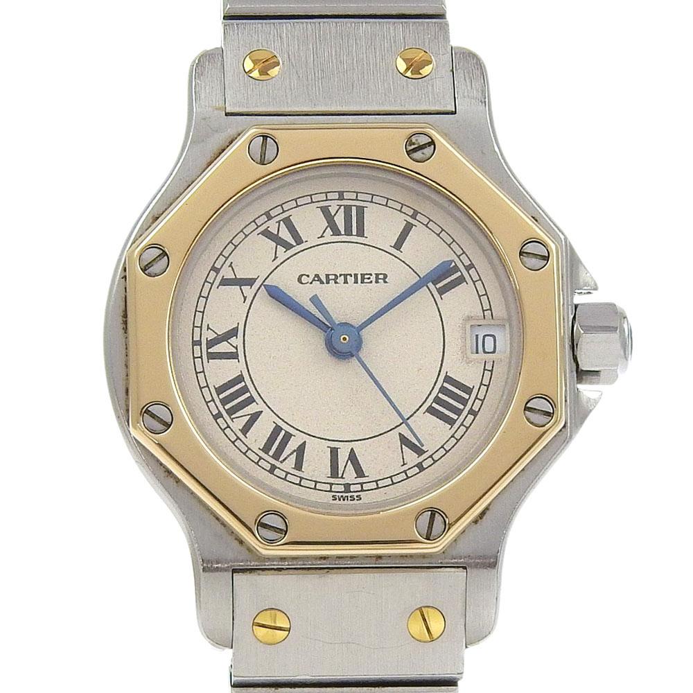 CARTIER Santos Octagon SM Watches cal.87 whiteDial Stainless Steel/YG Quartz Analog display Women Used