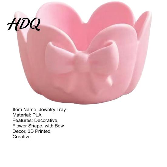 Desktop Jewelry Organizer 3D Printed Tray Flower Bow Storage Bowl for Rings Earrings Dainty Necklace Holder Necklaces Decorative Vanity And Entryway