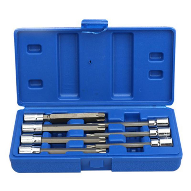 A84E-7Pcs/Set 3/8 Inch Socket Tool Set Drive Extra Long Torx Star Bit Sockets Set T25 T30 T40 T45 T50 T55 T60 Hand Tools