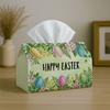 1pc Easter Decor Featuring a Modern Botanical Tissue Box Adorned with Egg And Flower Designs In Green Pastel. This Napkin Storage Organizer Is Perfect