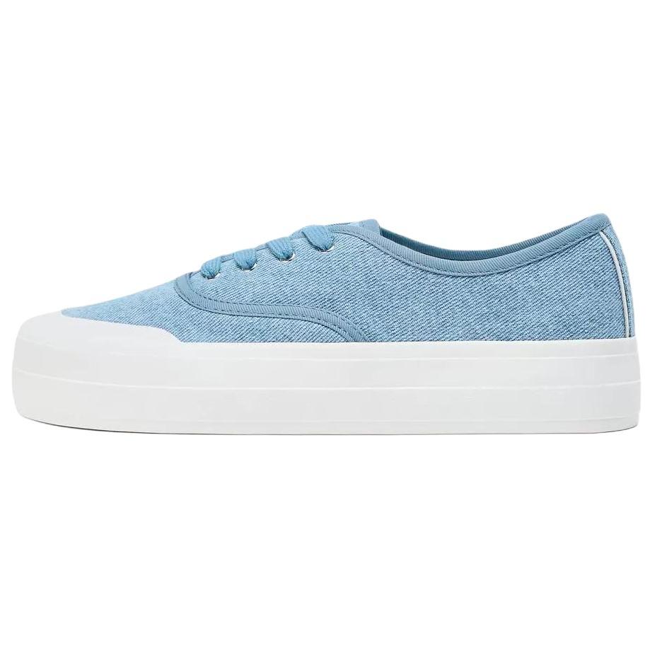 ZARA Denim Platform Low Top Sneakers Light Blue Womens 5457510017 37