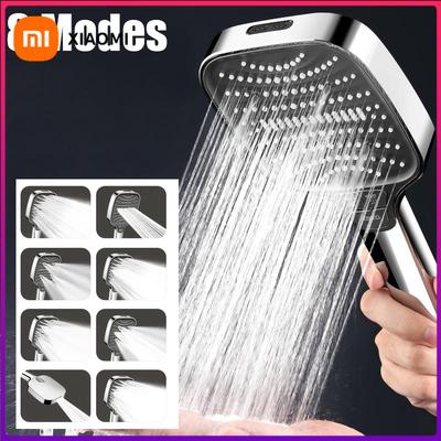 8 Modes Filter Shower Head 12cm Large Panel Bathroom High Pressure Water Saving Rainfall Showerhead Square Shower Nozzle