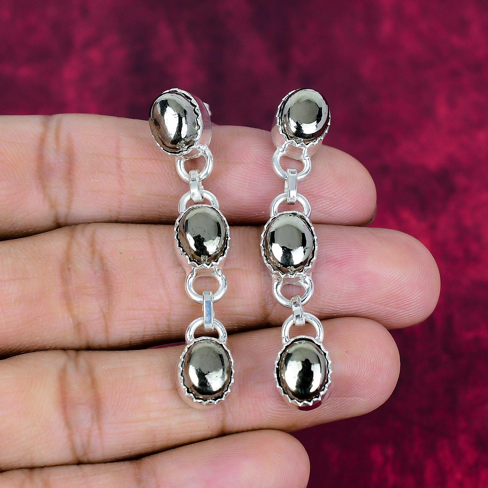 

Золотые серьги с пиритом, ювелирные изделия ручной работы из драгоценных камней, серьги из стерлингового серебра 925 пробы, антикварные ювелирные изделия, для подарка на помолвку 2.17 Inches золотистый