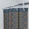 Blue Floral Pattern Shower Curtain With Metal Hook For Bathroom Decoration