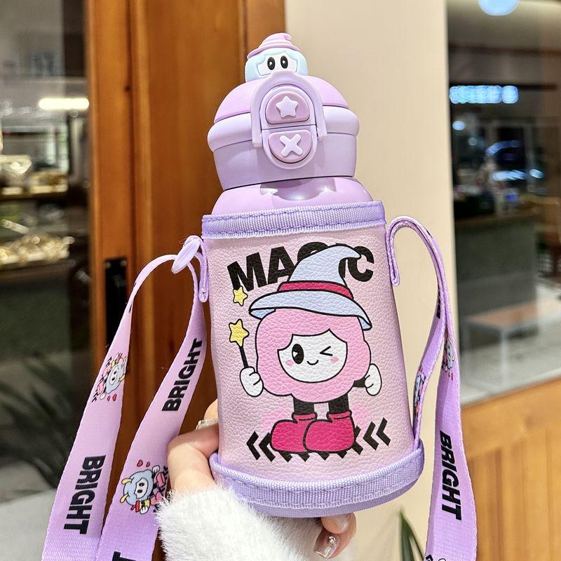 Large-Capacity Thermos Cup for Girls, Good-Looking and Cute, College Student Water Bottle Cup, Summer Portable Straw Cup for Kidsren