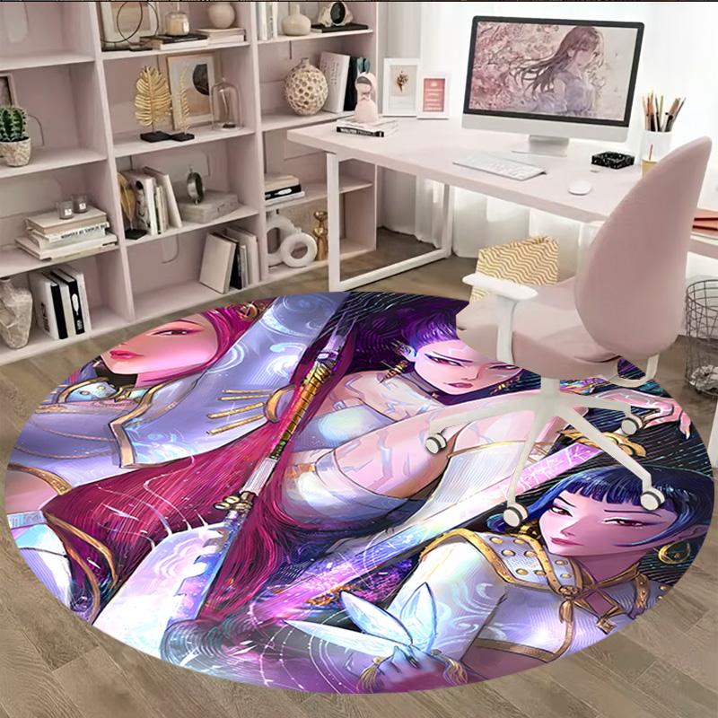 1pc KPop Demon Hunters28 Print Round Carpet Chair Round Carpet Suitable for Bedroom Living Room Home Decorative Carpet