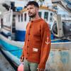 Guernsey Woollens Fischer Ganzkörper-Strickjacke - Gebranntes Orange