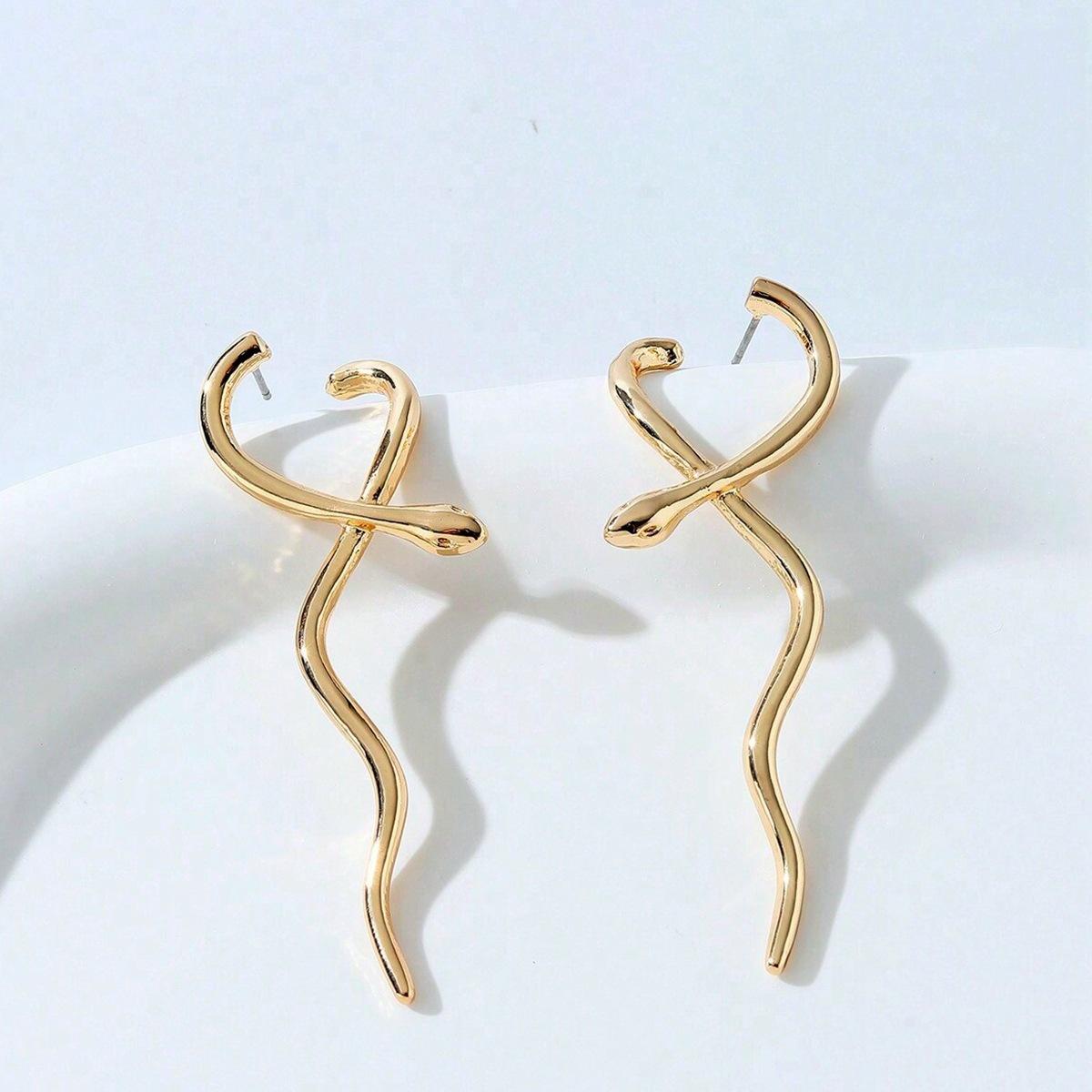 

Серьги-подвески в виде змеи, панк-персонаж, передние и задние серьги, модные и простые женские украшения