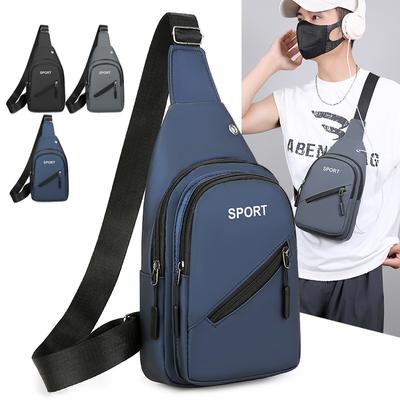 New Men's Business Solid Color Chest Bag Multi Functional Sports Outdoor Leisure Shoulder Bag Messenger Bag Waterproof