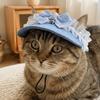 Sweet Pet Sun Hat Lace Bow with Ear Holes Dog Baseball Cap UV Sun Protection Breathable Sun Protection Hat Pet Costume