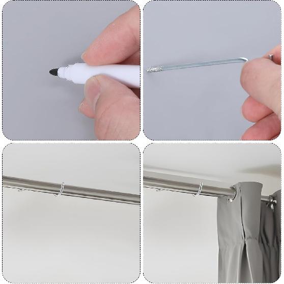 4 Pcs Single Curtain Rod Support, Curtain Rod Bracket Metal Curtain Rod Support Hanger Without Screws for Curtain Rod