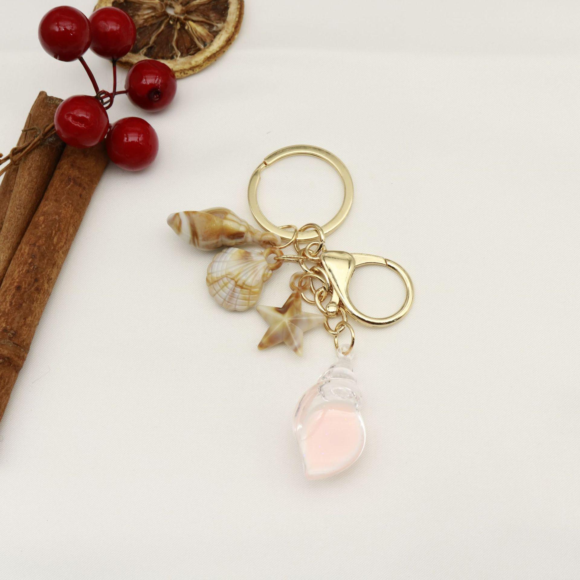 Seaside Shell & Starfish Keychain Pendant