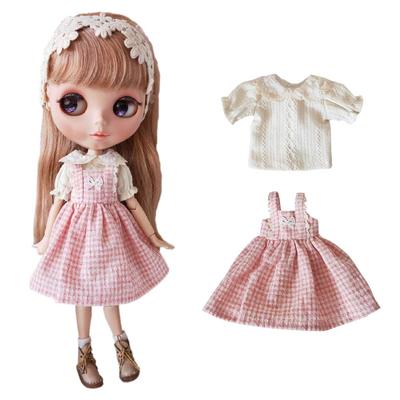 Rakulifey Blythe Outfit Dress and Blythe Doll Obitsu 24 Set Shirt, Clothes, Licca-chan Compatible, 2-Piece (Pink)