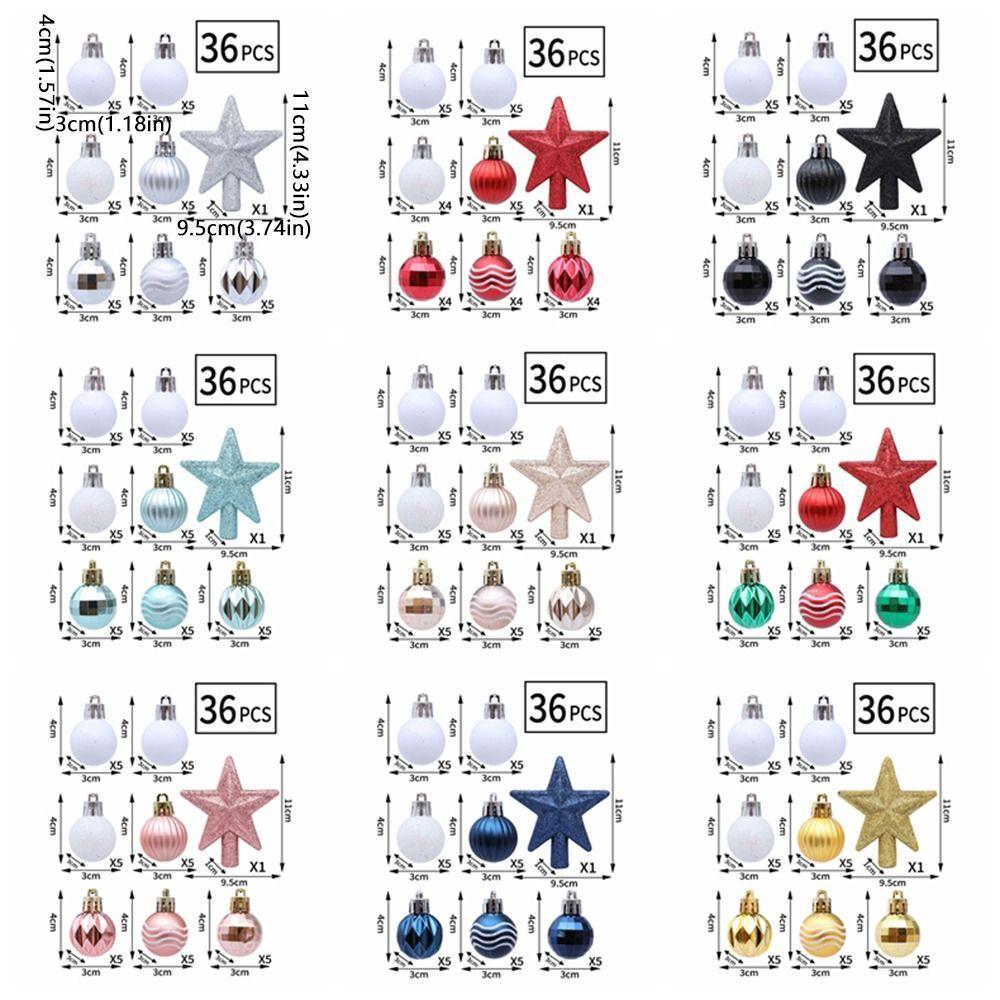 36pcs Glitter Christmas Baubles Plastic Christmas Tree Topper Xmas Tree Hanging Ball  Holiday Party