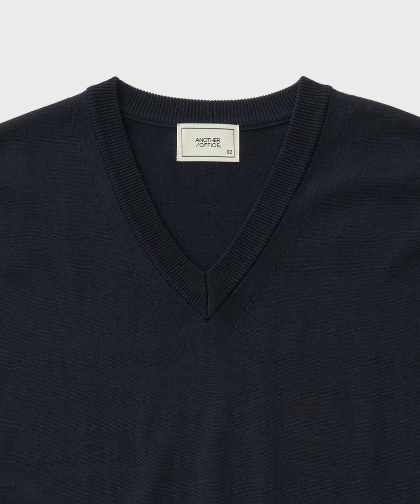 Another Office Layer Silk Knit Vest (Dark Navy)