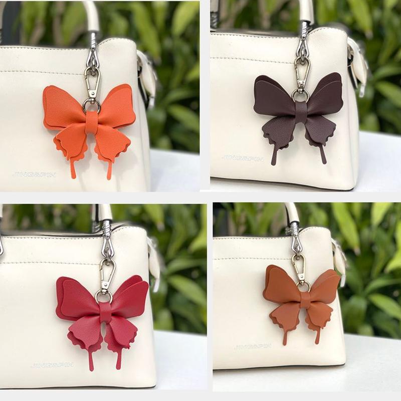 Cute Keychain White Purple Butterfly Flower Insects Car Key Ring Key Chains For Women Men Souvenir Gift Jewelry Bag Accessories