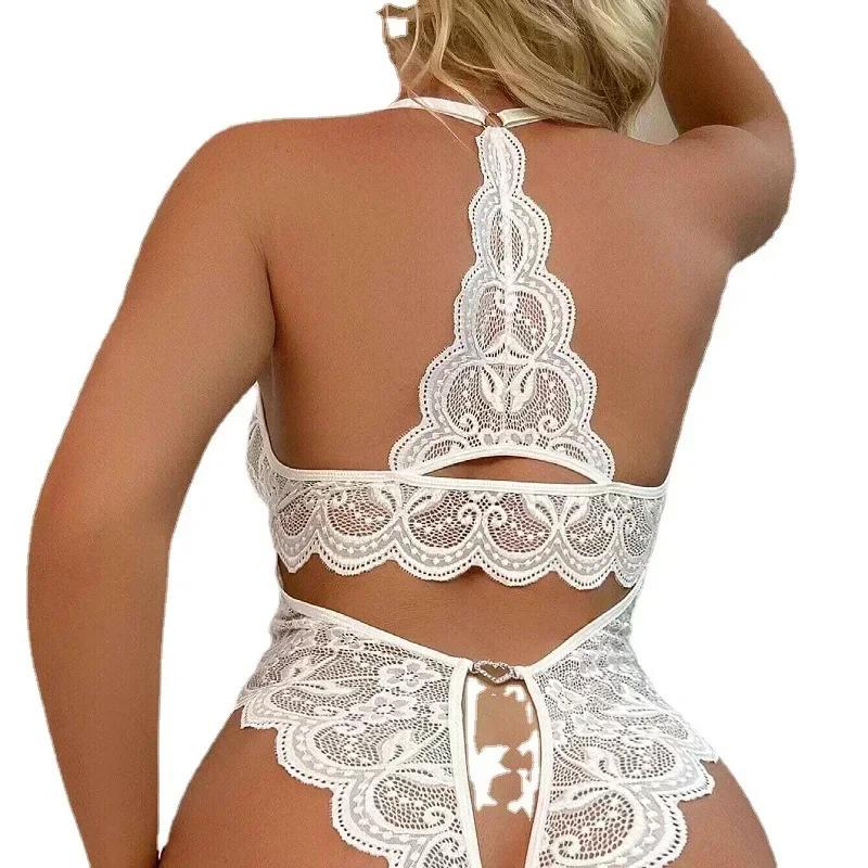 Europe and The United States Large Size Erotic Lingerie Sexy Open Gear Temptation Backless Love Button Erotic Uniforms