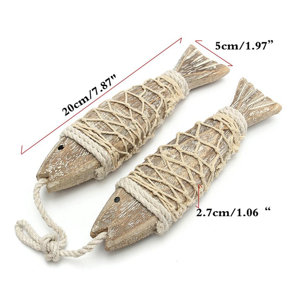 Vintage Mediterranean Retro Hanging Fish Ornament Wooden Pendant Hand Carved Wall Hanging Decor Wood Fish For Home Decoration