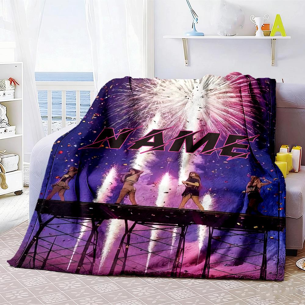 Fireworks Celebration Night Personalized Name Blanket Multi-purpose Personalized Blanket Warmthful Decor for Home Decor Picnics Chair Office