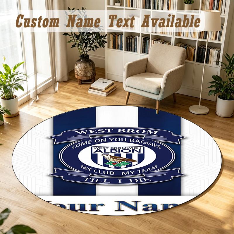 Round Rug Custom NameWest Bromwich Albion FC Pattern Non Slip Carpet Home Floor Decor