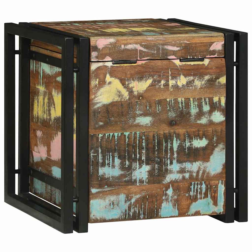 Storage Box with Storage Compartment 40 X 40 X 40 Cm Solid Acacia Wood