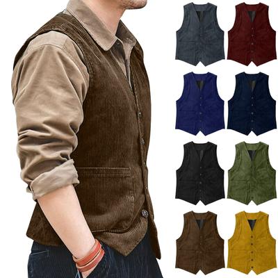 Men's Fashion Casual Solid Color Single Breasted Coat Vest Men's Sleeveless Top
