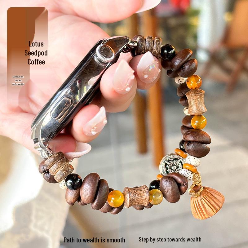 Lotus Seed Beaded Bracelet for Huawei GT5/GT4/Watch5 Elastic Strap