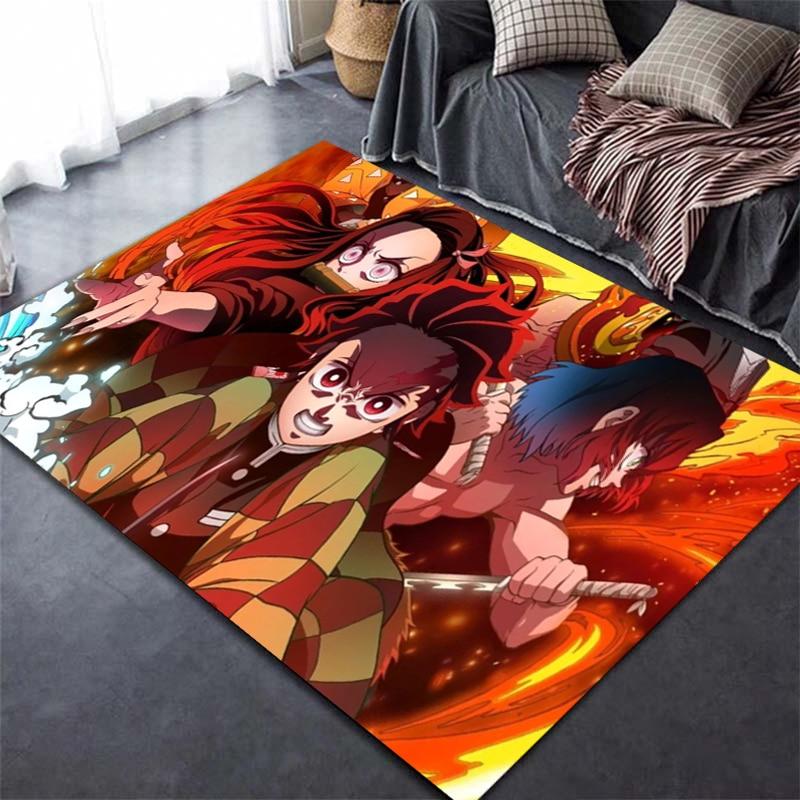 Tapis imprimé en 3D Demon Slayer Kimetsu, dessin animé Devil's Blade, décoration de maison, tapis doux pour chambre à coucher, tapis de jeu pour bébé, pour salon