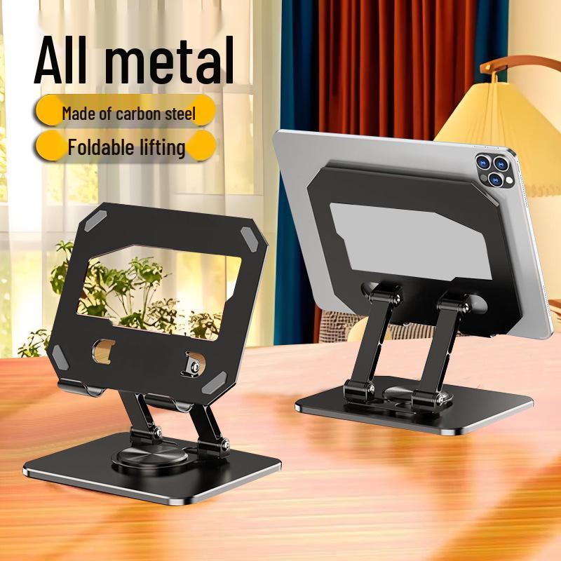 All-Metal Rotating Tablet & Laptop Stand, Foldable & Hollowed Design