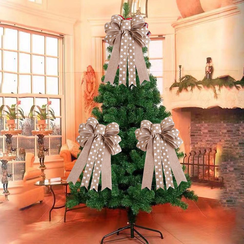 Textured Festive Cloth Christmas Bow Adornments Beautifully Crafted Handmade Decor Tree