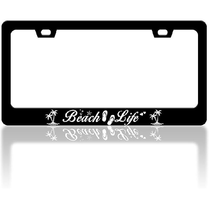 Cherry Blossoms License Plate Frame Beautiful Pink Flowers License Plate Frames Funny Auto Accessory Bracket Stainless Steel License Plate for Women