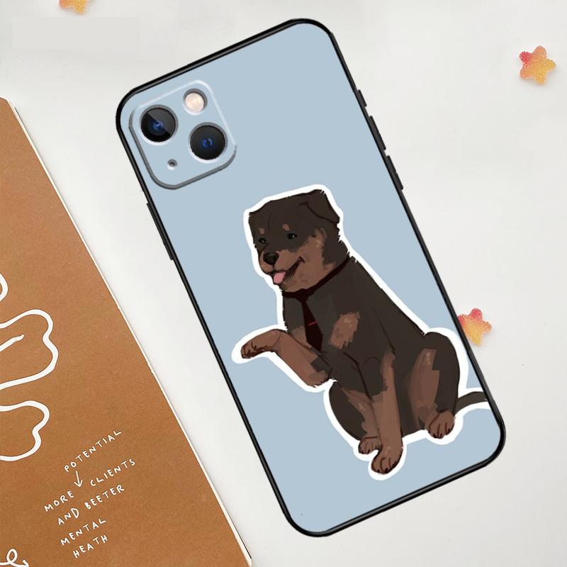 Cartoon Rottweiler Dog Case For Apple iPhone 15 16 14 13 12 11 Pro Max Mini XR 15 16 Plus 16e Protective Cover