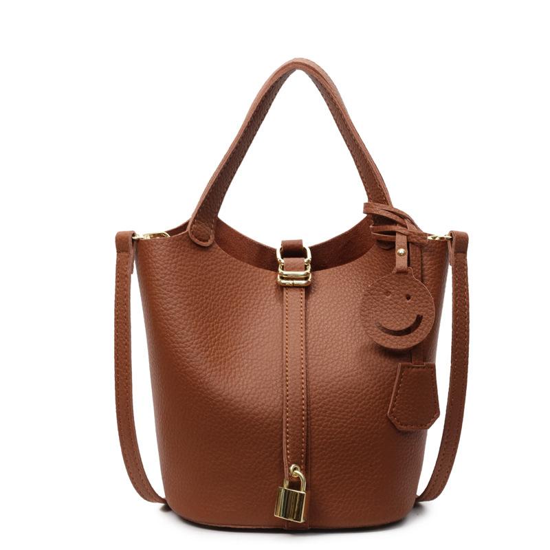 2025 Spring and Summer Hot Sale, High-end Portable Bucket Bag, Women's Casual Versatile Lychee Pattern Texture Messenger Child and Mother Bag