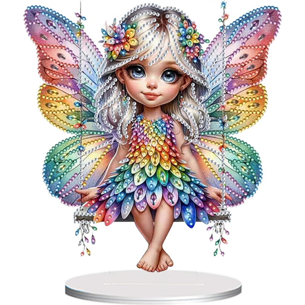 2D Flaches Engelsmädchen DIY Tischplatten Diamantmalerei Ornamente Bausätze Diamantmalerei Desktop Ornamente Set Schlafzimmer Tischdekoration