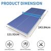 Table tennis table top, 243.84cm x 121.92cm, domestic use, foldable, portable, slip-resistant and wear-resistant, blue