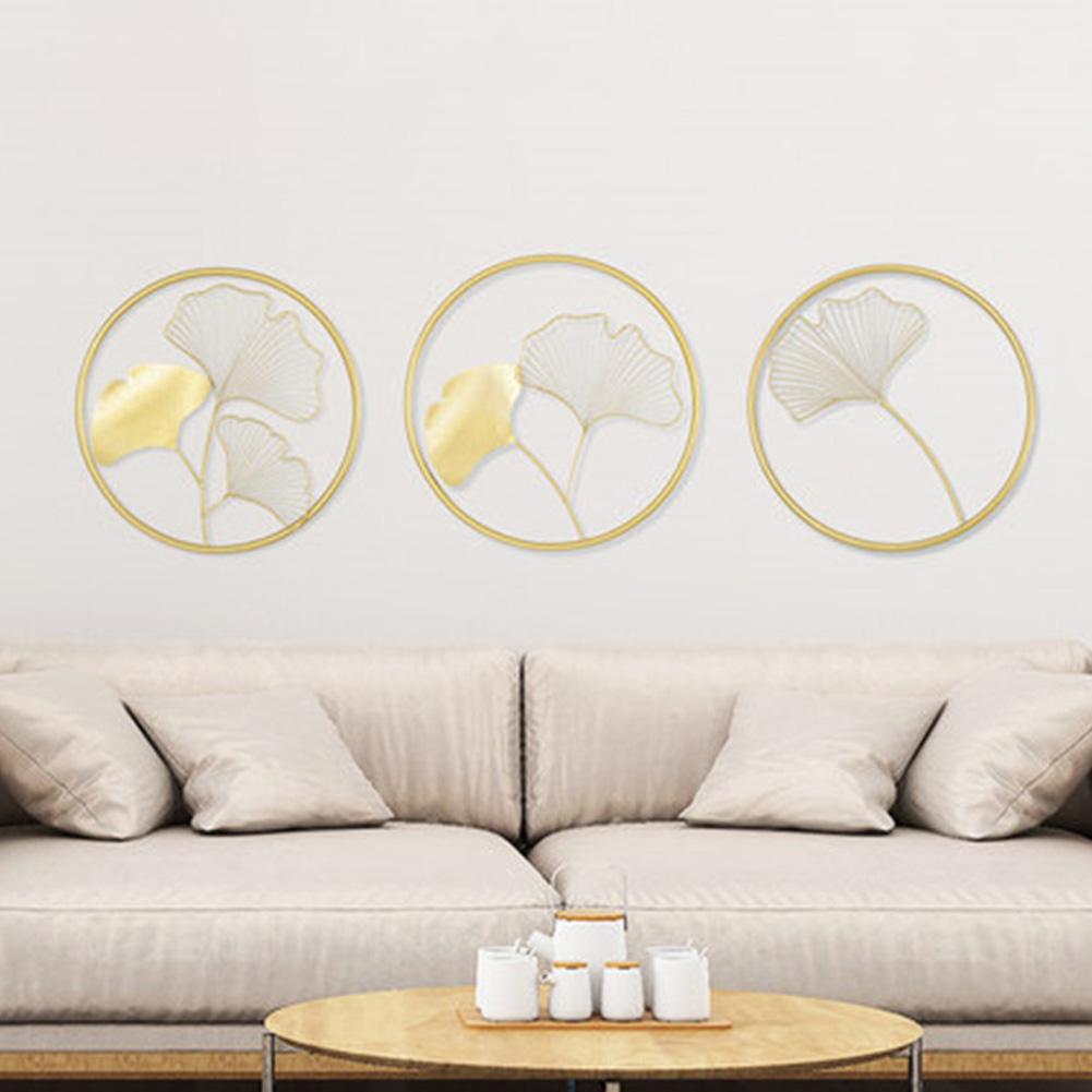 Nordic Style Hanging Pendant Ginkgo Leaf Shape Metal Wall Art for Living Room Decoration