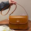 Vegetable Tanned First-Layer Cowhide Women'S Bag, Shoulder Crossbody Women'S Bag, Practical Saddle Bag, Versatile, Simple Brown Trend