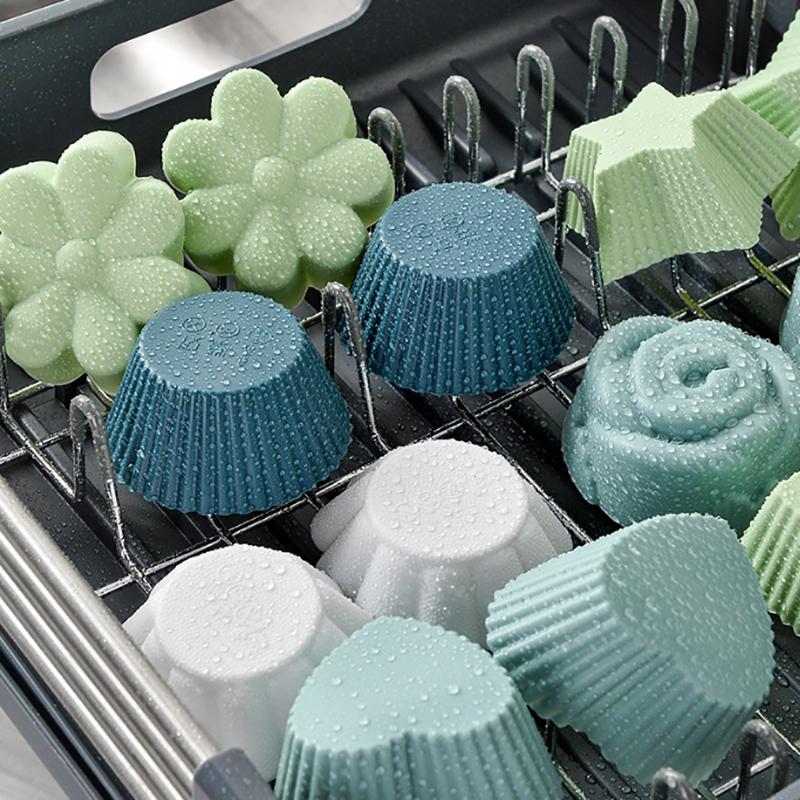 12pcs/set Silicone Cupcake Baking Cups Reusable & Non-stick Muffin Liners Holders Set Silicone Cake Molds
