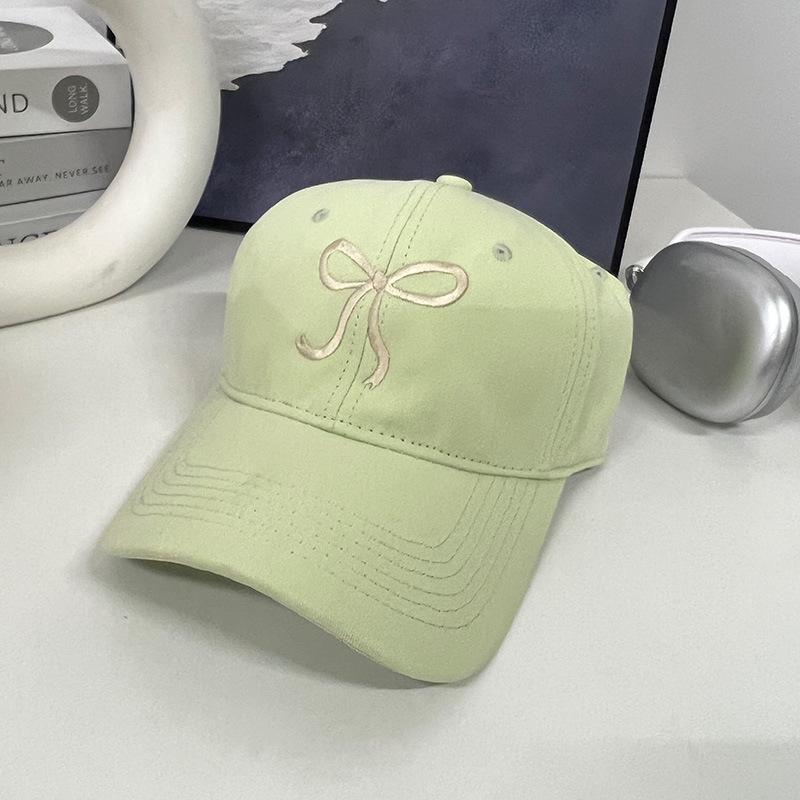 New Bow Embroidered Baseball Cap for Women with Big Face and Versatile Face Showing Small Embroidered Baseball Cap Spring Hat