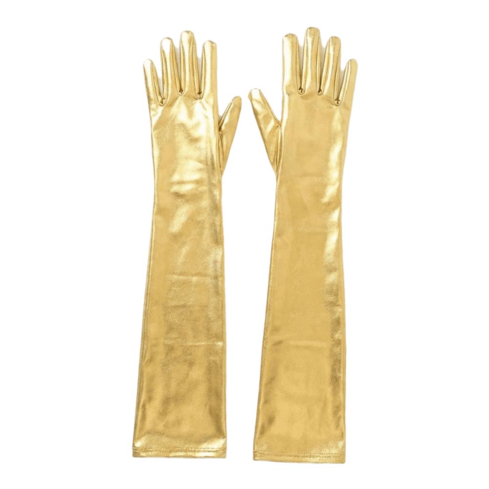Solid Color Long Gloves Hip Hop Etiquette Mittens Fashion Patent Leather Gloves Photography Props