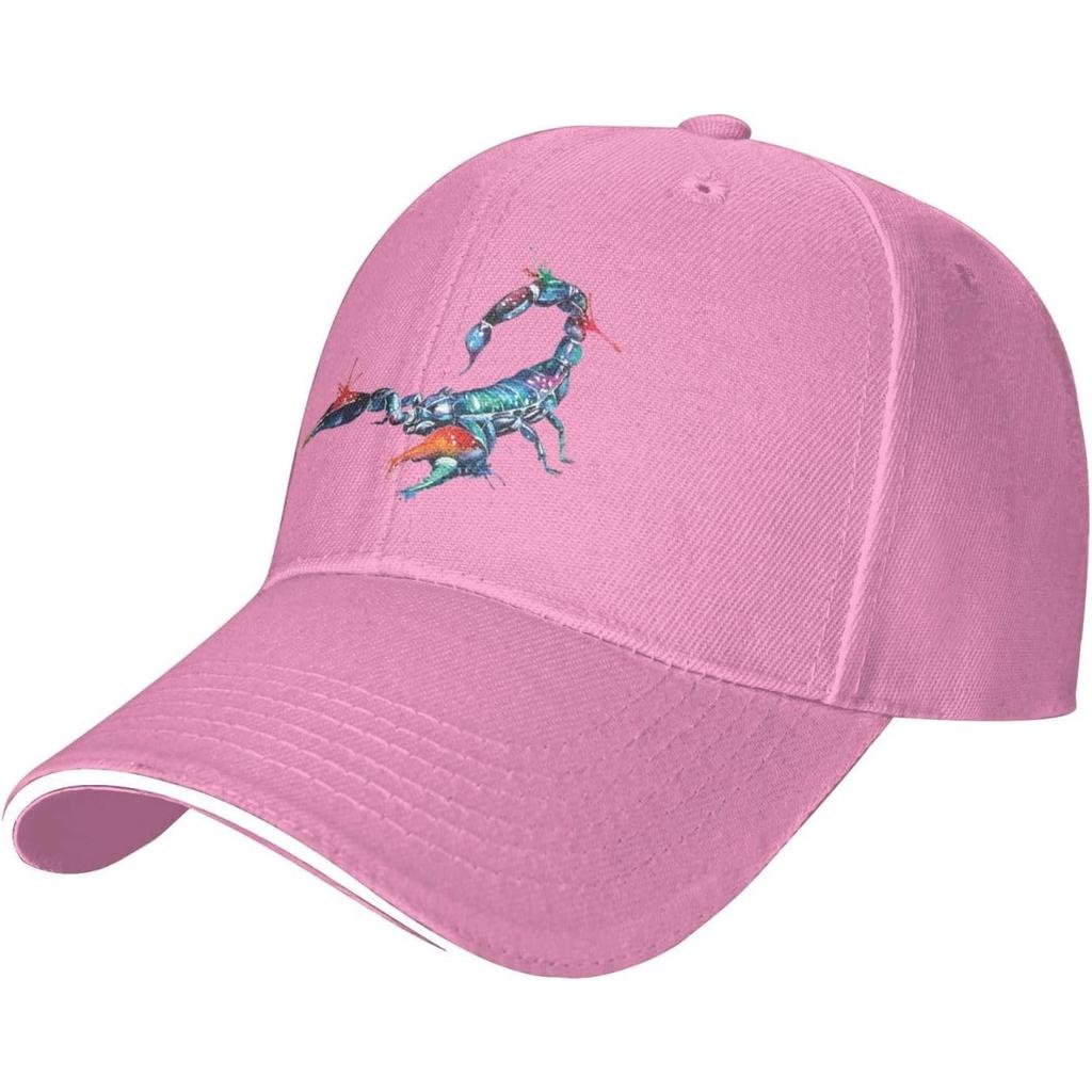 Vibrant Watercolor Scorpion Baseball Cap Polyester Sun Hat Casual Adjustable Trucker Cap for Adults
