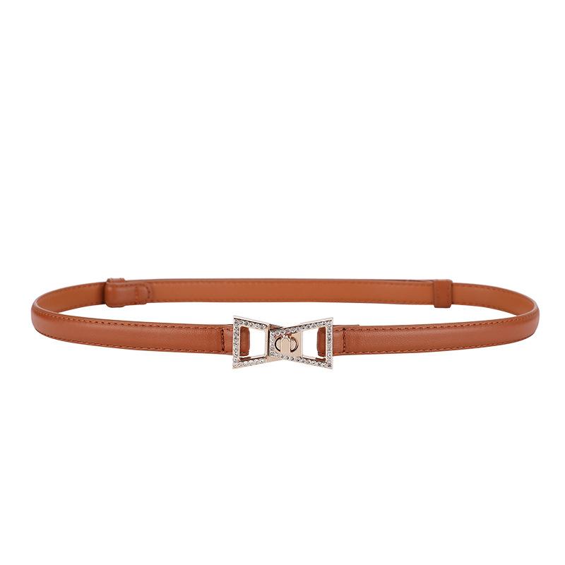 

Rhinestone-embellished women s genuine leather belt - adjustable, versatile waist accessory for dresses and shirts коричневий