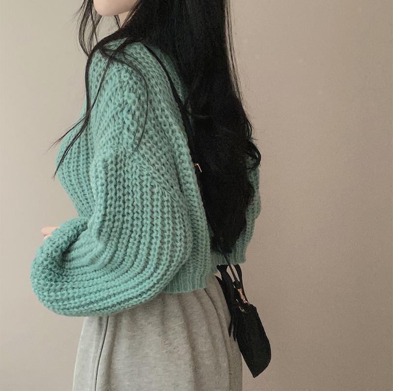 Autumn and Winter Cashmere Sweater Women's Self-Cultivation Half High Neck Cardigan Warm Knitted Sweater Women