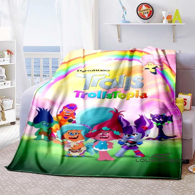 The Kawaii PoppyTrolls World Tour Themed Flannel Blanket Is Perfect for Kids, Teens, and Fans. It's a Great Bed Blanket or Sofa