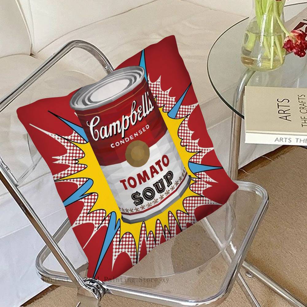 1pc Andy Warhol Pop Art Tomato Soup Pillow Case Fashion Square Pillowcase Bedroom Sofa Room Ins Decoration Leisure