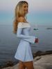 French-European Fashion One-Shoulder Color-Block Layered Slim Fit Long Sleeve Dress