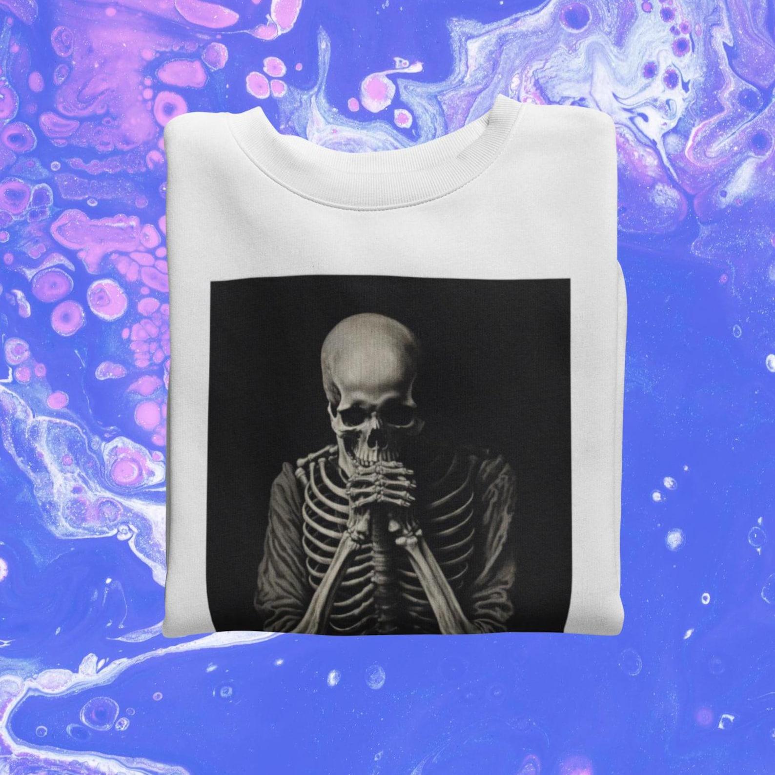 Gothic Skeleton T-shirt: Reflective Skeletal Graphic Tee 4XL